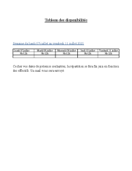 Fiche de disponibilité