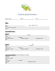FICHE DE RENSEIGNEMENT