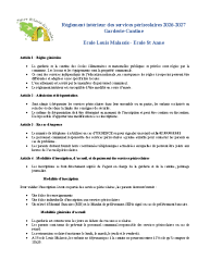 REGLEMENT INTERIEUR